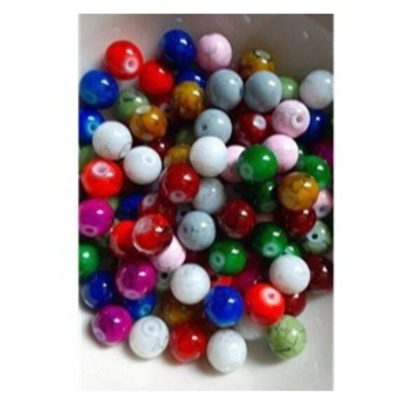 Mixed Color Mottled Glass Beads 8mm - Picture 1 of 1